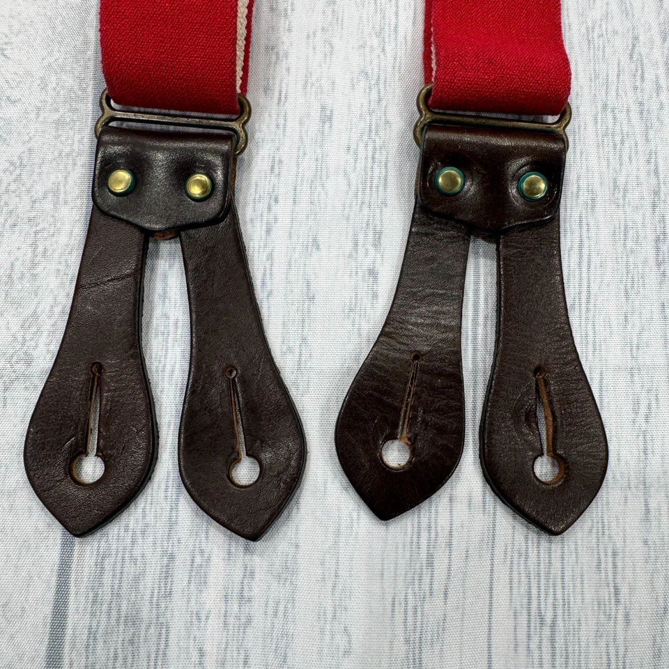 Tirantes ajustables rojos de colección CC FILSON espalda cruzada cuero logotipo peces al aire libre hombres Foto 3 de 4