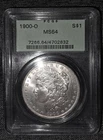 .99Cents Morgan Silver Dollar ANACS MS-63 Soapbox holder Light Toning L@ @K