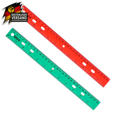 Messlineal 30 cm transparent mit Doppel-Skala, bruchfestes Kunststoff, 2er-Pack