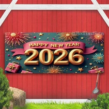 Colorful Fireworks Fireworks Banner 2026 Indoor Outdoor Banner Sign with grommet