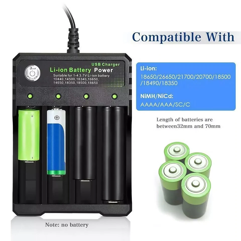 4-Slots USB Battery Charger For Rechargeable Lithium Li-ion Batteries 3.7V - Image 4 of 4