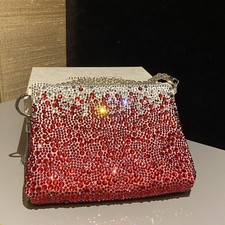 JIMMY CHOO Clutch Lusso | Cristalli Sfumati Rosso/Bianco ✨ | Catena Versatile
