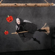 Scary Broom Witch Decoration Funny Halloween Witch Pendant  Haunted House