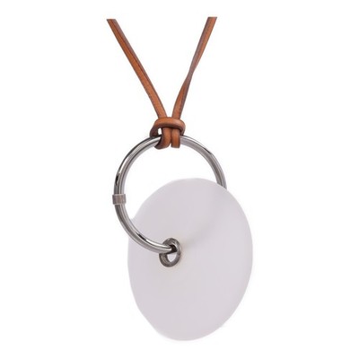 HERMES PHW Pendentif EN Cristal Neclace Barenia Leather Fauve