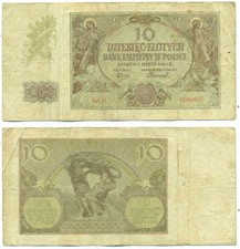 POLAND NOTE 10 ZLOTYCH 1940 P 94(1)