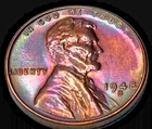 1948 S Lincoln Wheat Cent 1c Gem BU Rainbow Monster Toned Target Toning Penny