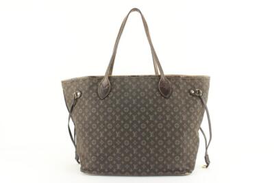 Louis Vuitton Dark Brown Fusain Mini Lin Monogram Idylle Neverfull