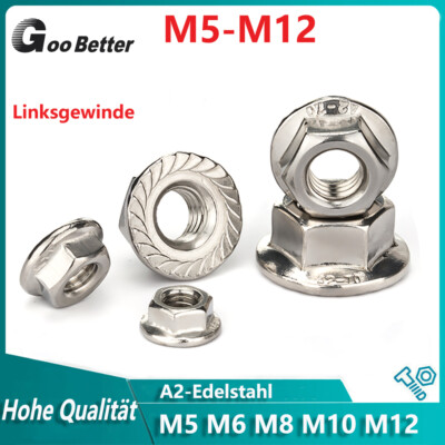 YIIFLY M12 Flanschmuttern 10.9 Verzinkt - 5 Stück Verzahnt Nach DIN 6923