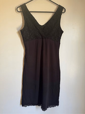 Vintage My Michelle sz M black floral lace Vneck slip dress whimsigoth witchy