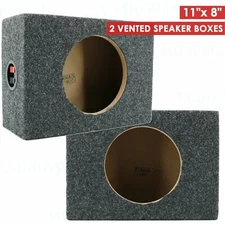 2x CAR AUDIO 6.5" SPEAKER BOX ENCLOSURE CARPET TEXTURE TERMINAL CUPS NEW