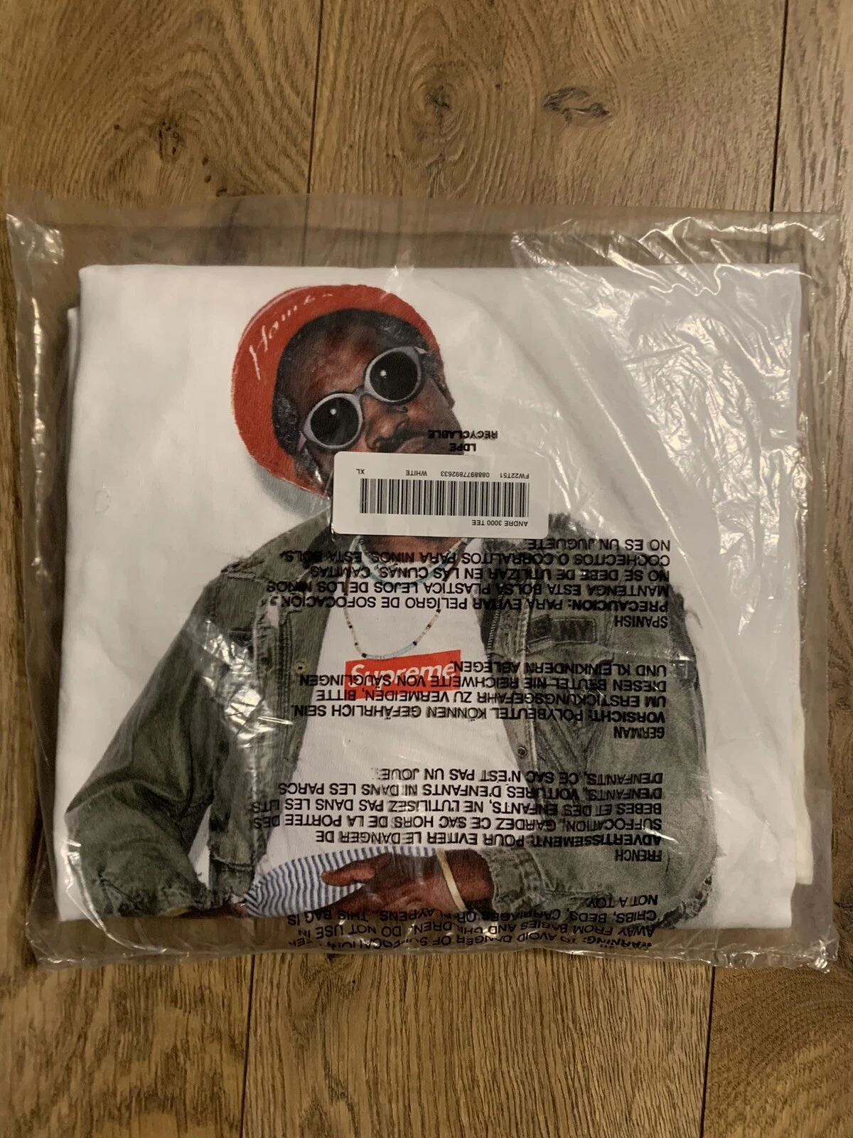 T SHIRT SUPREME ANDRE 3000 BLANC FW22 XL