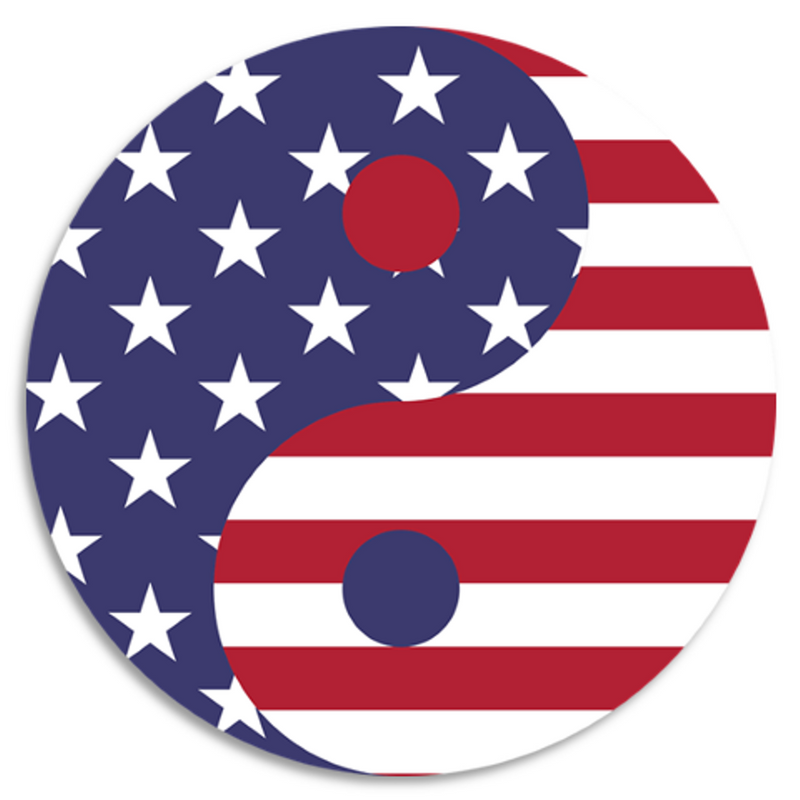  Yin Yang Flag Combination of America and Chad Face