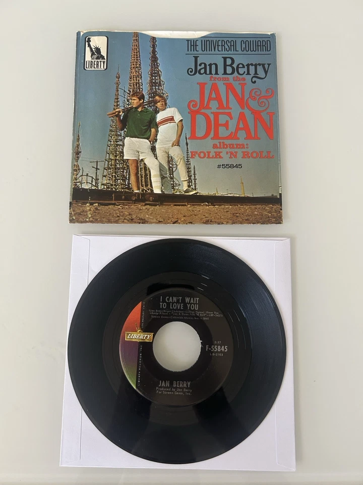Jan Berry 45 w/Picture Sleeve THE UNIVERSAL COWARD Jan & Dean- Near Mint Sleeve Foto 2 de 4