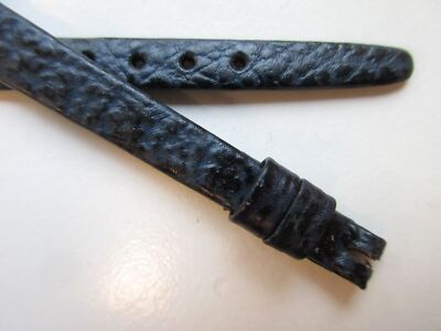 Hirsch ''Haifisch'' blue leather 8 MM open end leather watch band strap