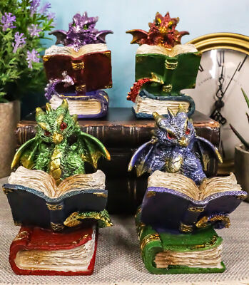 Ebros Metallic Three Wise Baby Dragon Set See Hear Speak No Evil Statue 3.5''H