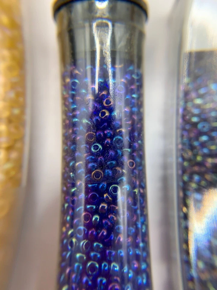 5 paquetes de cuentas de semillas azul opalescente negro rojo dorado Foto 4 de 4