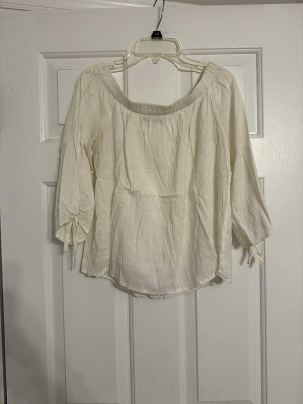 Women’s Maven West 3/4 Sleeve Blouse Size Small White Off Shoulder