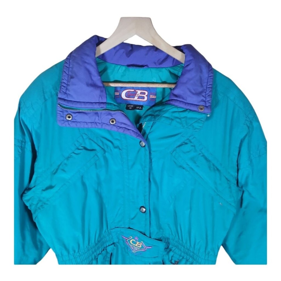 CB Sports Womens Ski Jacket Teal Size Medium Winter Fall Zipper Pockets