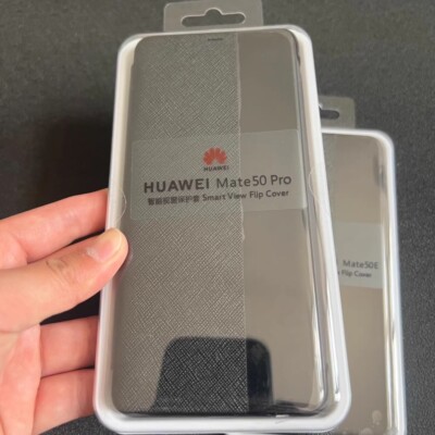 Original For HUAWEI Mate50 Pro Luxury PU Leather Smart View Flip Case Cover