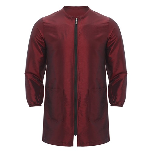 Unisex Long Sleeve Zipper Pockets Robe Gown Smock Jacket for Hair Barber Salon - Picture 34 of 113