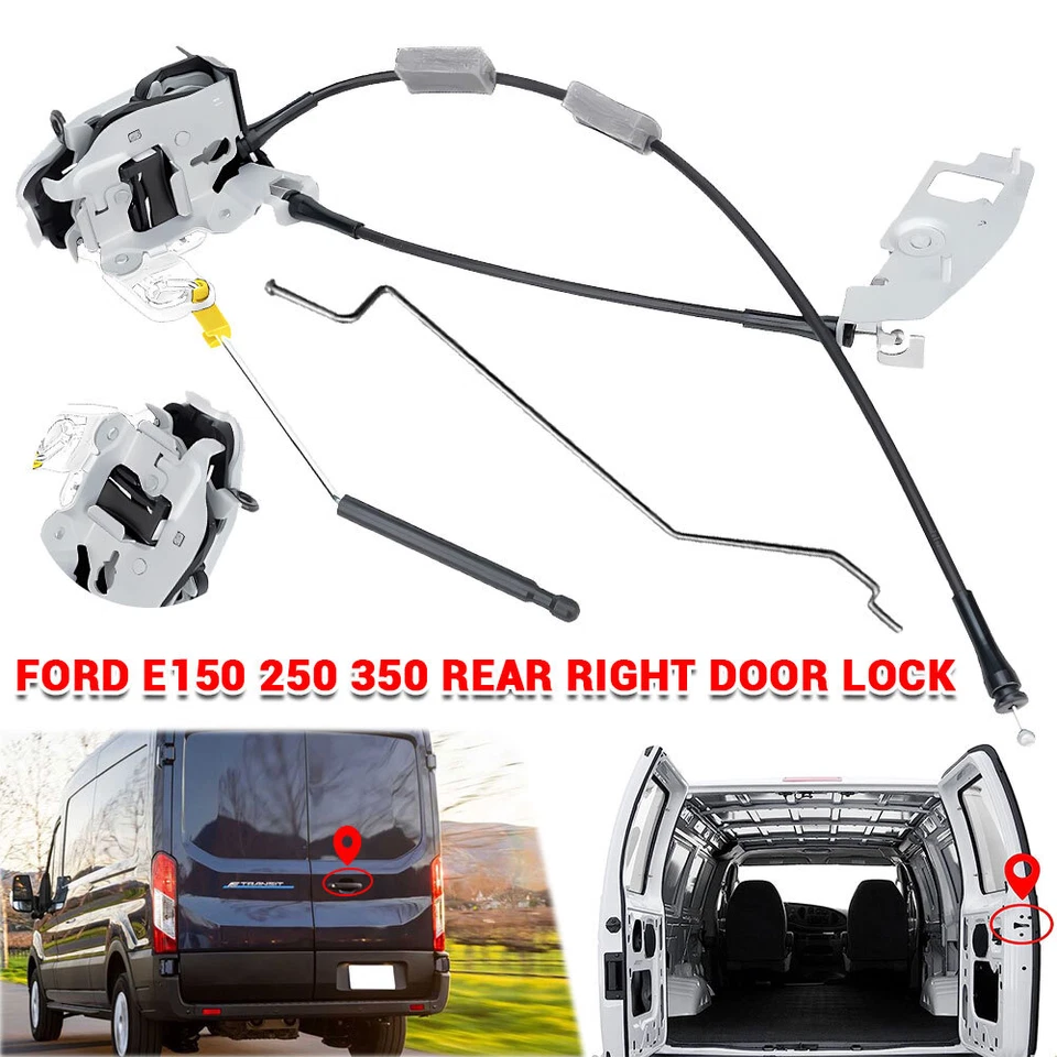 Conjunto de pestillo de puerta con bisagras 60 % lado derecho para camioneta Ford E150 E250 E350 1992-14|EE. UU. Foto 4 de 4