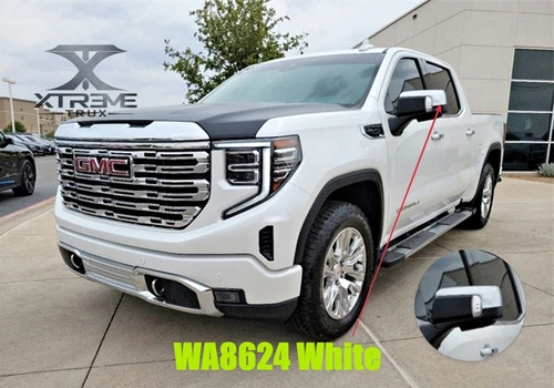 Painted White OEM Mirror Covers Full Set Fits 19-25 GMC Sierra 1500