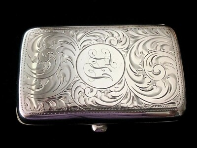 silver cigarette box hallmarked Vintage Birmingham Sterling Silver Cigarette Case Hallmarked 1940