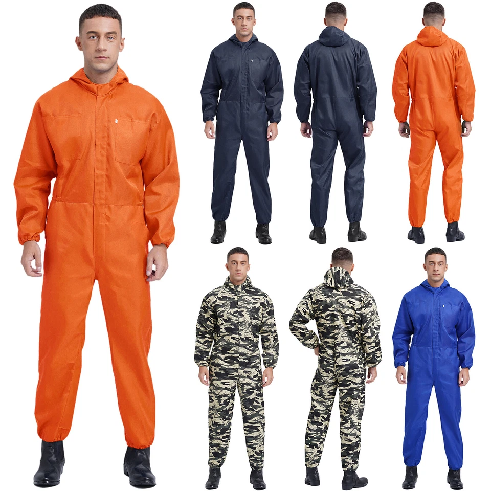 Men's Mechanic Uniforms Long Sleeve Work Overall Jumpsuits Front Zipper Coverall - Image 3 of 4