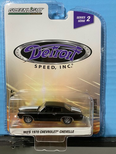 1/64 GREENLIGHT DETROIT SPEED MO'S 1970 CHEVROLET CHEVELLE SCHWARZ & WEISSE STREIFEN