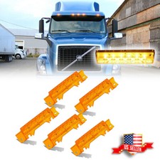 5pcs Amber Lens Amber Led Cab Roof Marker Lights For 2003-up Volvo Vnvnl Truck