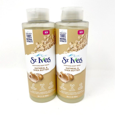 (2) St. Ives Soothing Body Wash Oatmeal & Shea Butter Natural Extract 16oz NEW