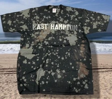 *CUSTOM* DESTROYED VINTAGE HAND BLEACHED TIE DYE EAST HAMPTON XL BLACK T-SHIRT