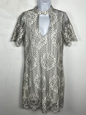 Floral Lace Sheath Dress Sz S Black White Garden Party Chic Romantic Feminine