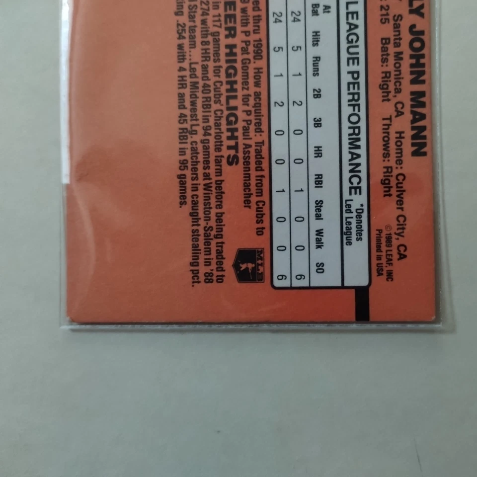 Donruss 90 Kelly Mann Error Card no .after Inc - Image 4 of 4