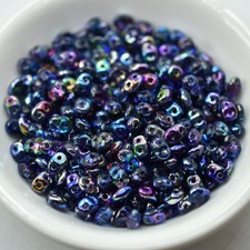 2x5mm SuperDuo Beads Magic Blue 10 grams Czech Glass