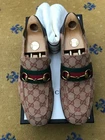 Gucci Loafers Shoes Monogram Canvas G Horsebit Web Green Red Mens UK 10 US 11 44