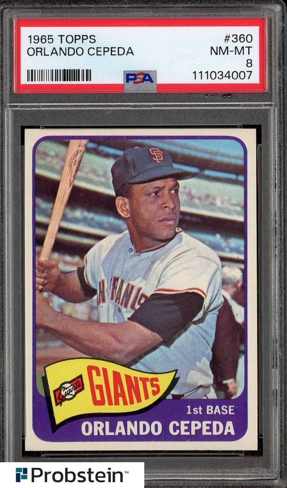 1965 Topps #360 Orlando Cepeda San Francisco Giants HOF PSA 8 NM-MT
