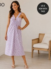 New With Tags | Boohoo | 8 | Lavender gingham tie-strap dress