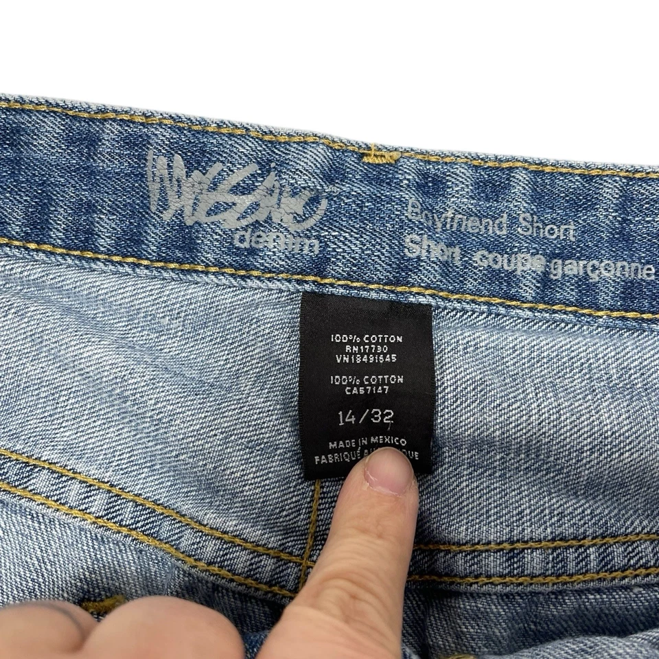 Mossimo женщин шорты размер 14/32 бойфренд короткие искусственно состаренный джинсовой ткани синий Jean - Изображение 3 из 4