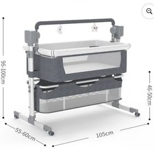 Gray Convertible Bedside Sleeper with Remote Control and Mosquito Net