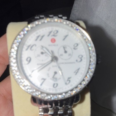 Michele Silver Stainless Steel Bracelet Watch with White Dial Michele Serein Oval Diamond MOP Dial 27mm Women main image 2