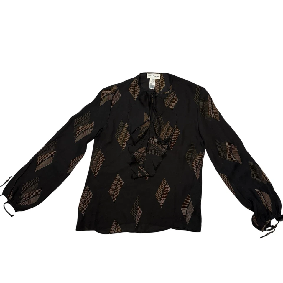 Rena Rowan Women’s 100% Silk Blouse Size 4 Ruffle Front Classic Career - Image 2 of 4
