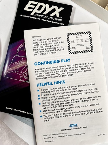 Vintage 1983 Epyx Pitstop Commodore 64 C64 Game Cartridge Complete Box Manual - Bild 16 von 17