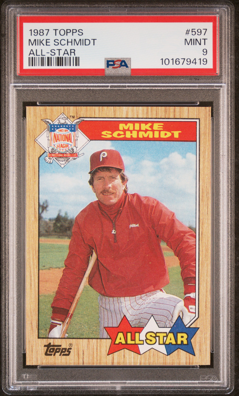 1987 TOPPS ALL-STAR #597 MIKE SCHMIDT PSA 9