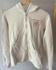 University of Wisconsin Hoodie Large White Full-Zip Bucky Badger Retro Look