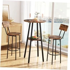  3 Pieces Round Bar Height Table and Chairs Set, Round Dining Table Set, Pub 