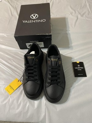 Valentino Alice Leather Shoes Womens Size 8.5 Black Platform Logo W830SVG