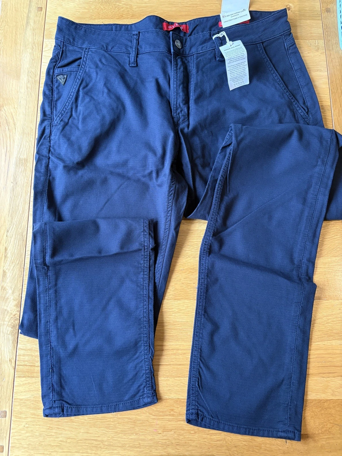 Guess Angles chino Madison Trousers Navy - 34x34 Low rise Slim