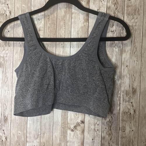 Gray Lace Strap Stretchy Sports Bra Wireless No Pads Fits Like XL - Picture 5 of 6