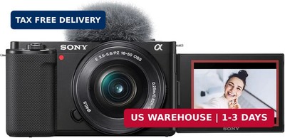 Sony Alpha ZV-E10 - APS-C Interchangeable Lens Mirrorless Vlog Camera Kit - Blac